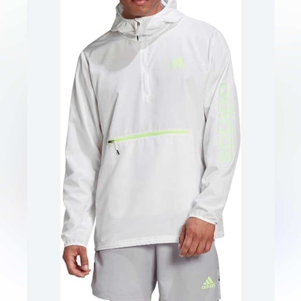 adidas Women's White Jacket with Neon Green Accents - Picture 6 of 6